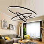 Dutti D0038 LED Chandelier Modern minimalist led restaurant chandelier Round Nordic living room creative personality bedroom study office lamps brushed nickel  3 ring